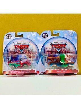 New Disney Pixar Cars Lightning McQueen Mater Christmas Metal Diecast Mattel